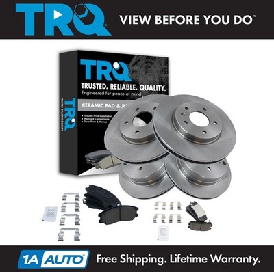 TRQ Brake Pads & Rotor Ceramic Front & Rear Kit for Chevy Equinox Torrent