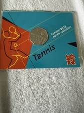 2012 LONDON OLYMPIC SPORTS 2011 50p COIN UNC SEALED IN CARD. TENNIS.