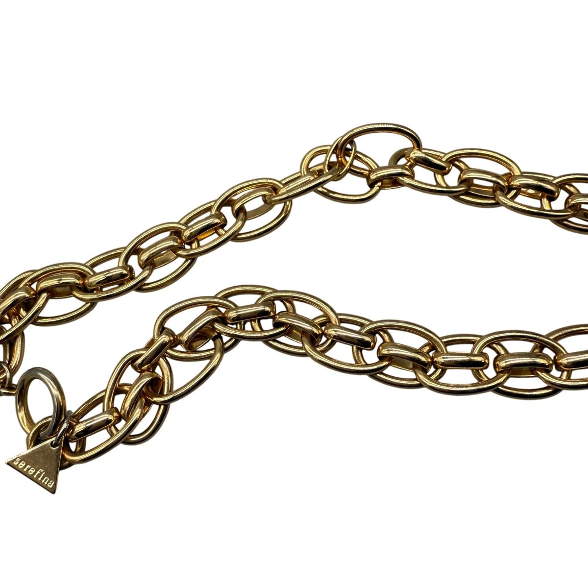 Serefina Chunky Double Chain Link Choker Necklace Gold Tone Elegant Evening Dinn View 5