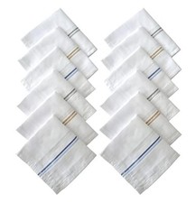 Cotton Premium Collection Handkerchiefs Hanky For Men Pack Of 12 White Striped