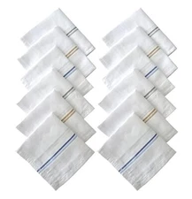 Cotton Premium Collection Handkerchiefs Hanky For Men Pack Of 12 White Striped