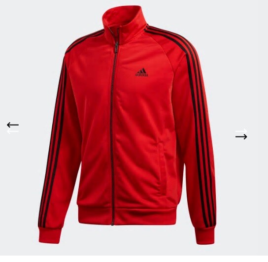 adidas Essentials Track Jacket cd8768 scarlet red black tricot 3 stripe firebird