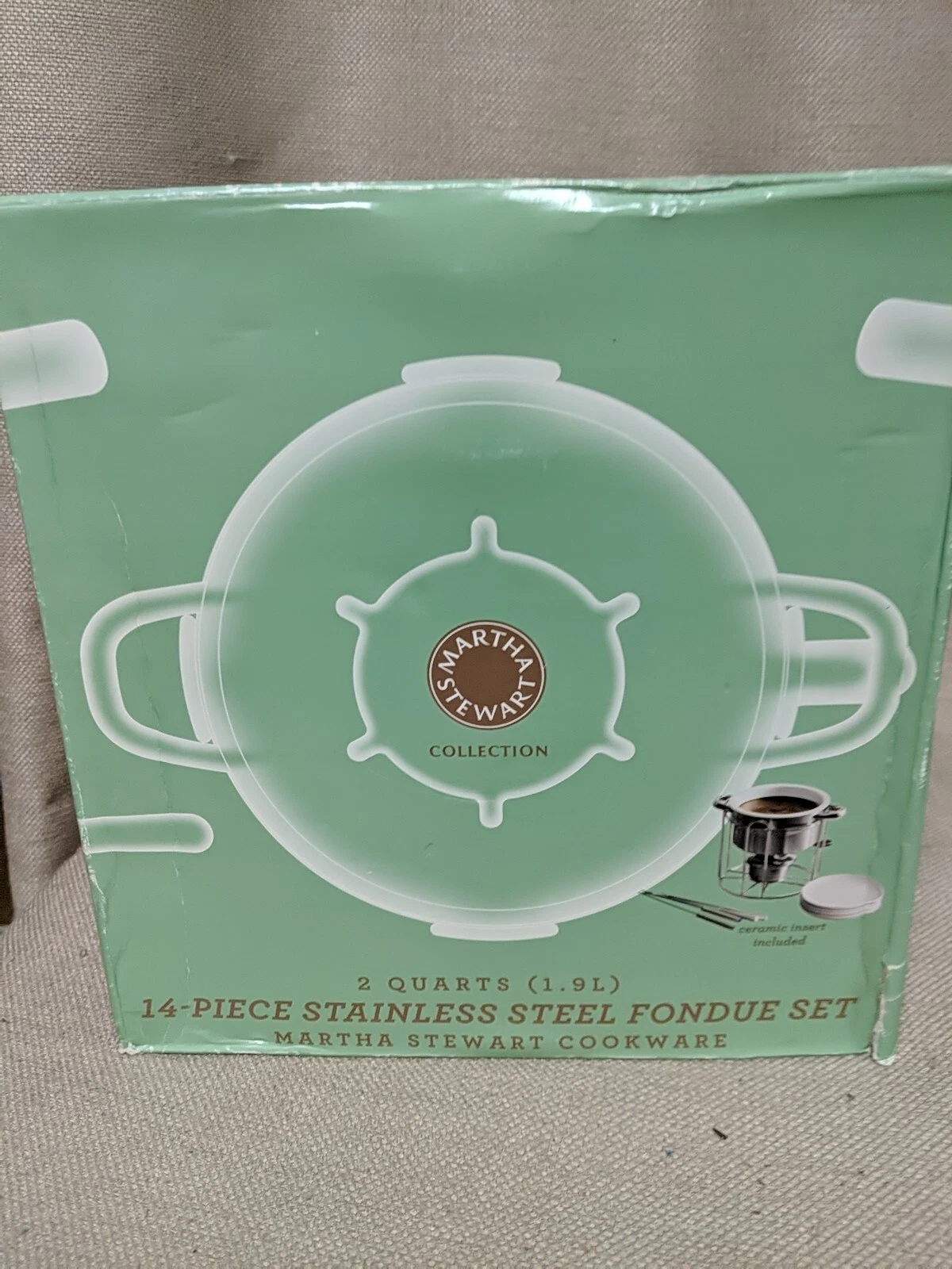 Martha Stewart 2 Quarts 14 Piece Stainless Steel Fondue Set New