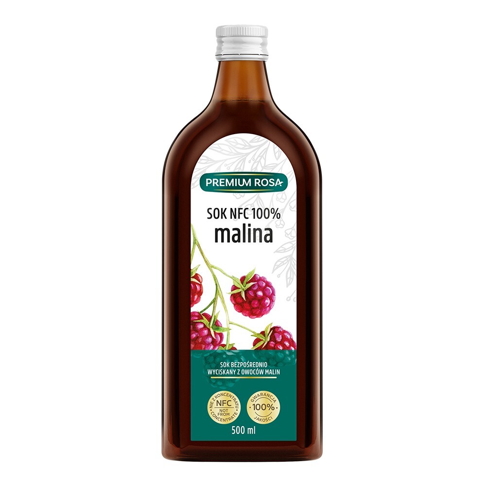 Jugo de frambuesa rosa Premium 100%, 500 ml