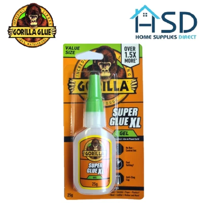 GORILLA GLUE Gorilla Super Glue Gel 25g XL Green Liquid Formula Rubber Reinforced Metal Wood