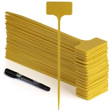 50 Pcs Tall Garden Plant Labels T-Type Garden Markers with Marker Pens