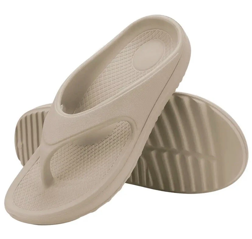 Beige Orthopedic Flip flops Sandals Slippers Crocs Style Arch Support Slides UK4