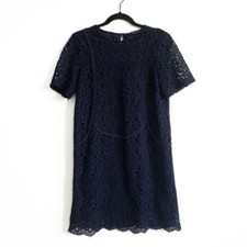 Zara Lace Short Sleeve Shift Dress Navy Blue Women's Small