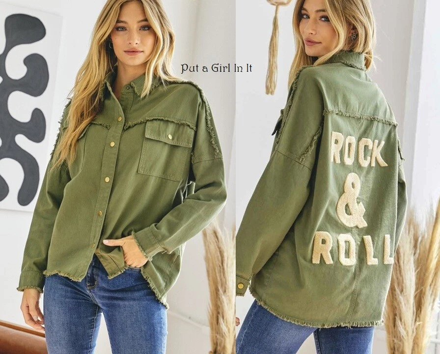 Khaki rock hotsell and roll jacket