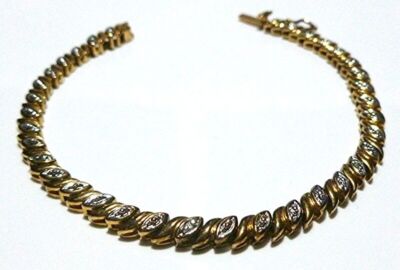 DAMEN DESIGNER STERLINGSILBER GOLD OVERLAY NACHLASS TENNIS WIE ARMBAND 7,5''