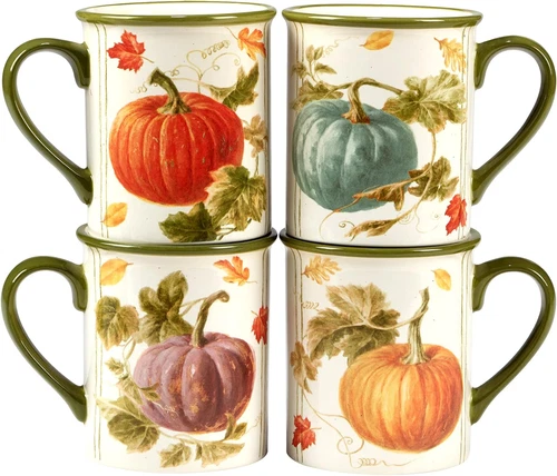 Autumn Harvest 16 Oz. Mugs, Set of 4, 4 Count (Pack of 1), Multicolor
