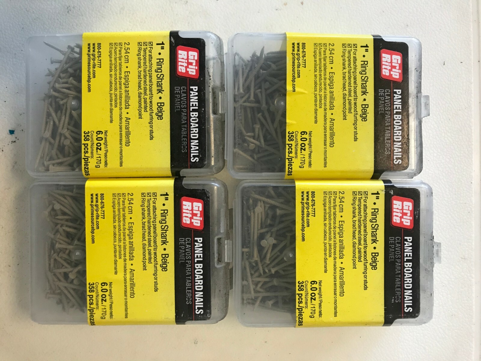 24 OZ Grip Rite 1" Long Beige Steel Panel Board Nails Ring Shank 161/