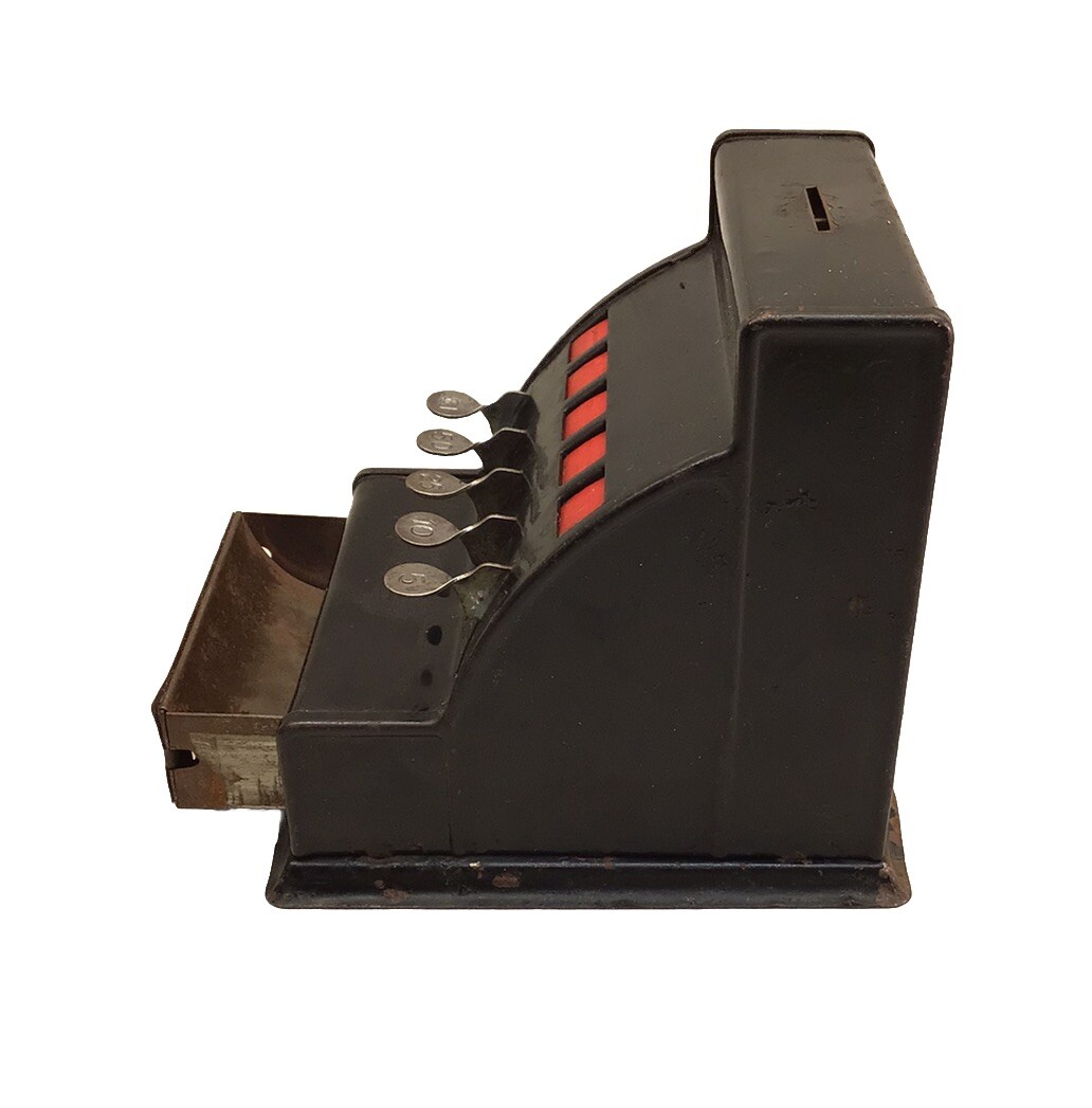 как выглядит VTG Durable Toy Novelty Co Store Cash Register Metal Coin Bank c1930