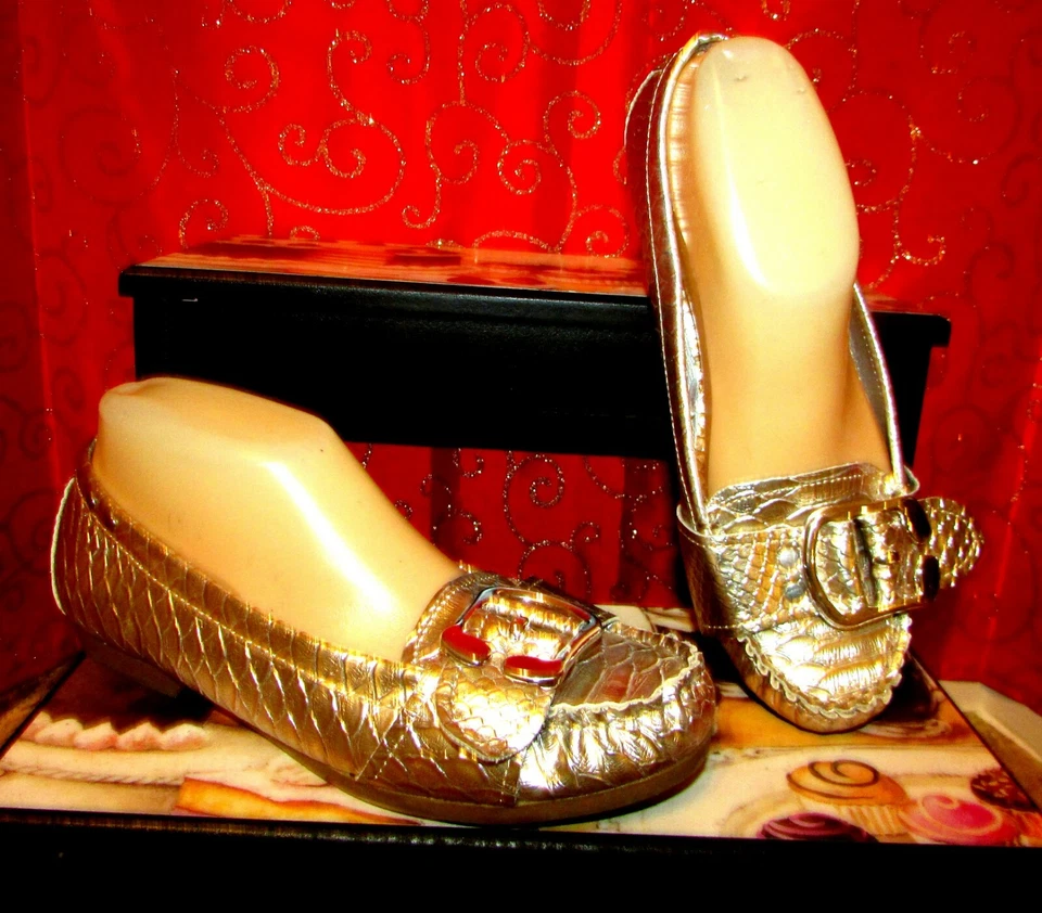 全新 RAMPAGE LULLABY2 尺寸 7 金色/银色金属复制品印花仿皮鞋 — 第 4/4 张图片