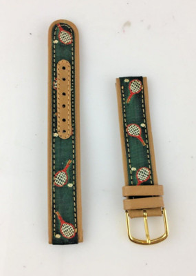Generic Leather And Fabric Tennis Watch Strap 16mm Sport Buckle Unisex