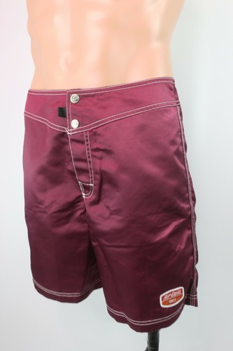 VTG 90s Rip Curl Snap Maroon Shiny Wet Look Swim Trunks 30 RETRO Surf Boardshort - Picture 7 of 9