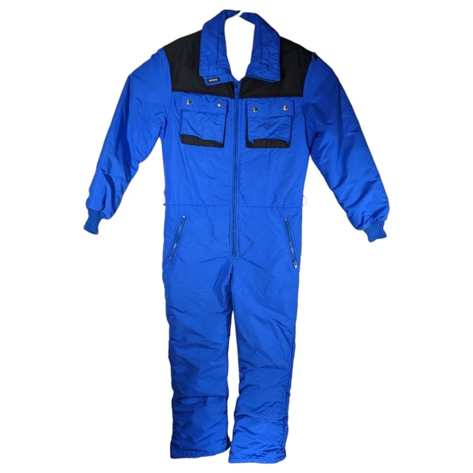 Slalom Ski Suit Mens Large One Piece Snowsuit Blue Snow Bib VTG 80s Thinsulate - Image 2 of 4