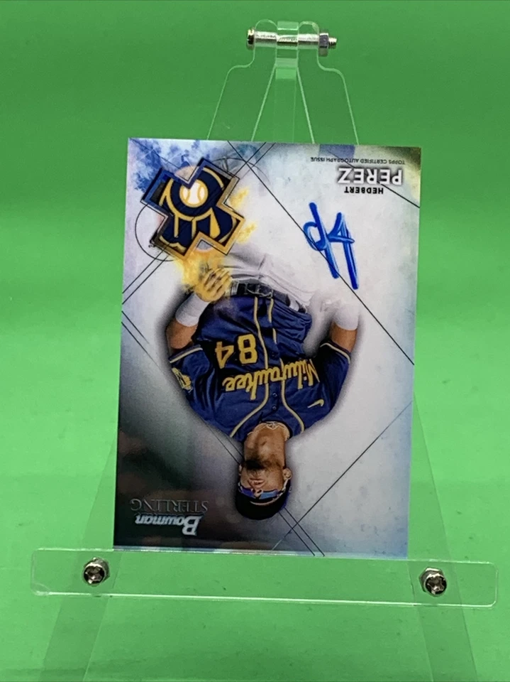 HEDBERT PEREZ AUTO 2021 Bowman Sterling Baseball On-Card Brewers - Image 2 of 4