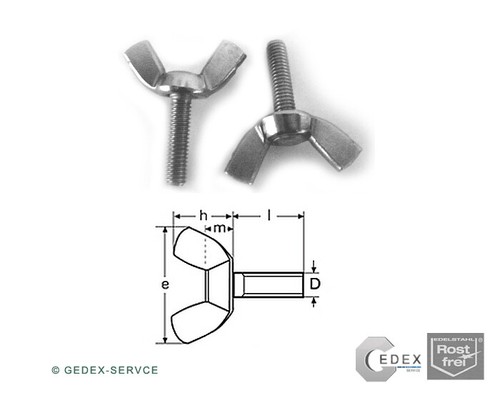 Flügelschrauben DIN 316 Edelstahl A2 - M8 X 45 Mm 5 Stück Set Rostfrei