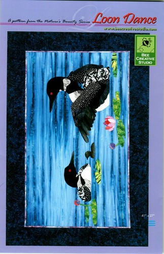 Loon Dance Wall Quilt Pattern Strong Contrasting Print Reclusive Loons and Baby - Picture 2 of 2