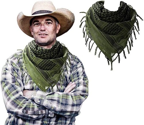 Bufanda Multifuncional Shemagh - 100% Algodón Keffiyeh Árabe Desierto Ejército Envoltura - Imagen 34 de 46