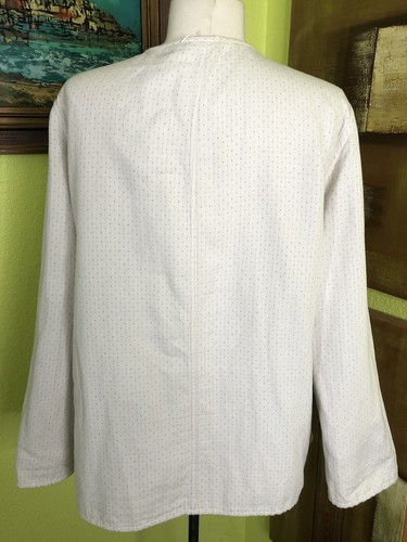 Eileen Fisher Reversible Jacket Eggshell Spring Striped Polka Dot Pockets XL - Picture 4 of 9
