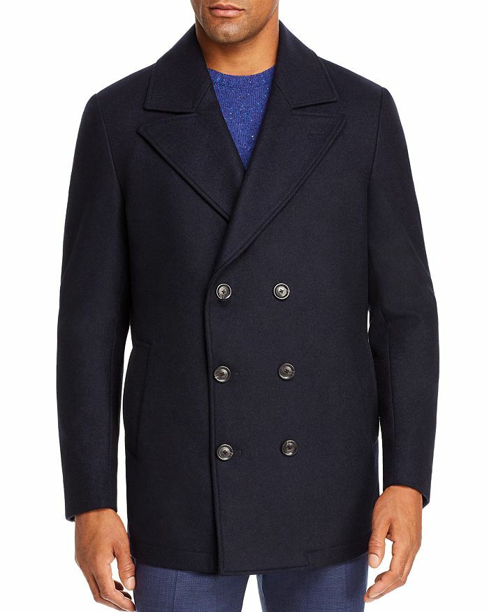 JACK VICTOR Double-face Pea Coat In Navy 100% Wool 38R 48R JACK VICTOR Double-face Pea Coat In Navy 100% Wool 38R 48R