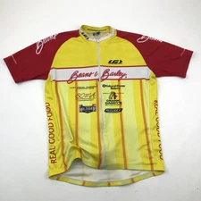 Louis Garneau Cycle Jersey Size Large L Yellow Red Shirt Full Zip Short Sleeve