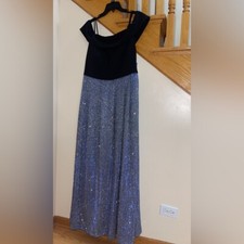Women s Formal Dress Plus Sz 14W 20W MORGAN CO Black Royal Shimmer Off Shoulder