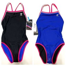 TYR HydraSpan Double Binding Reversible DiamondFit One Piece Swimsuit Black 30 S