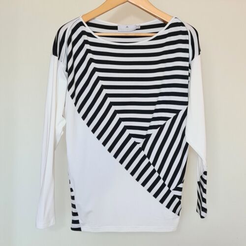 Black White Striped Long Sleeve Run Gym Top EU 34 / XS ADIDAS STELLA MCCARTNEY