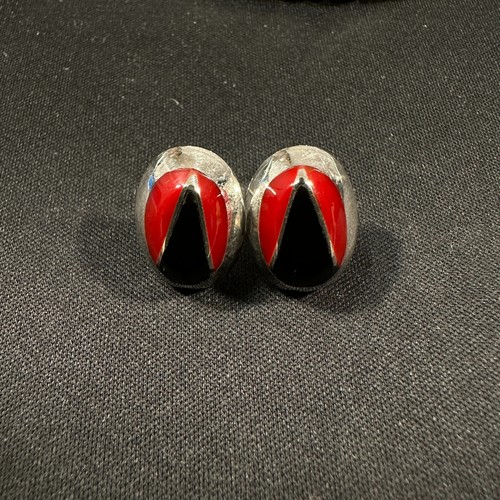 Conjunto Vintage Collar Pulsera Pendientes México 950 Plata Negro Rojo - Imagen 5 de 22