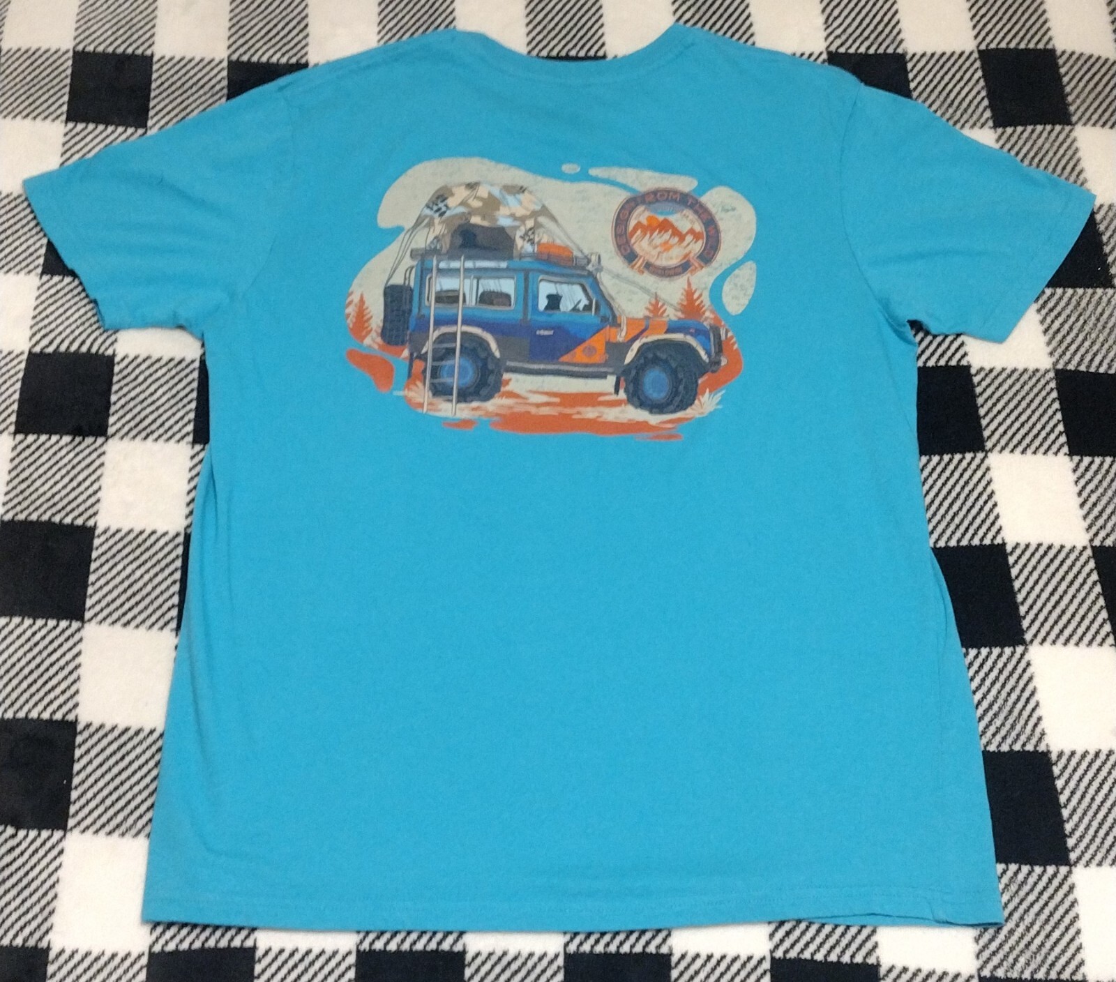Columbia T-shirts With Jeep On The Back Blue Size Large