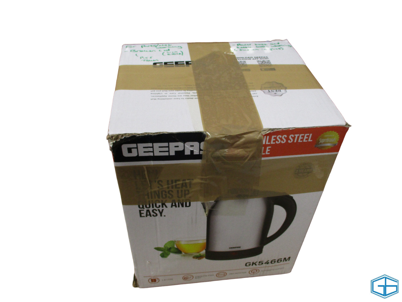 GEEPAS ELECTRIC KETTLE 1500W STAINLESS STEEL CORDLESS KETTLE 1.8L *BROKEN LID