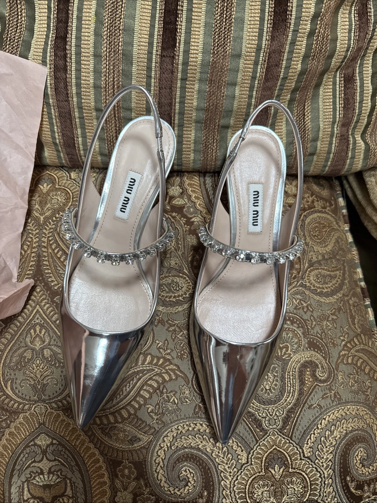 Miu Miu — Miu Miu Calzature Donna In Argentina Silver Metal Size 36/6 EUC!