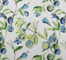 RICHLOOM ATELIER MARINA BLUE GREEN FRUIT BOTANICAL FLORAL FABRIC BY YARD 56"W