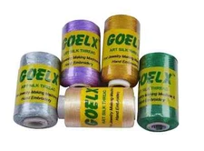 Silk Thread for Jewelery-Making 5 Spools - Purple, Antique Golden, Dark Green