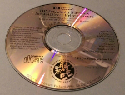 HP JjetAdmin Software für JetDirect Druckserver - Version 3.0 - Disc 5183-3856