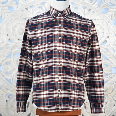 J.Crew Mercantile Flex Plaid Shirt Men s M Red Navy Button Down Cotton Mauritius