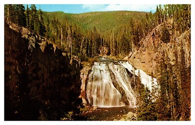 Western Yellowstone National Park WY Wyoming Gibbon Falls Chrome Postcard
