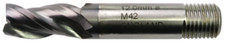 Image of 3 Flute End Mill Cobalt + TiCN Threaded Shank (Various sizes)