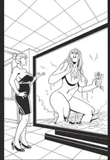 GARGANTA! FEMFORCE No. 195 - SPLASH WET & WILD! ORIGINAL ART COILE/BLACK