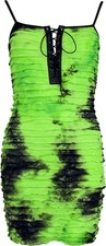 Punk Rave Kurzes Kleid Damen Tie Dyed Punk Dress schwarz/grün