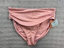 Shade  Shore Womens Large 12/14 Sparke High Waist High Leg Bikini Bottom Pink