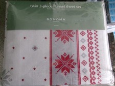 New Twin Size Flannel Sheet Set Sonoma Snowflake 100 Cotton 1153