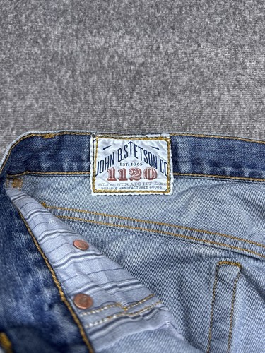 Stetson Jeans Mens 34x32 Blue Straight Slim Cow Boy Western Rodeo Ranch Farm - Picture 4 of 13