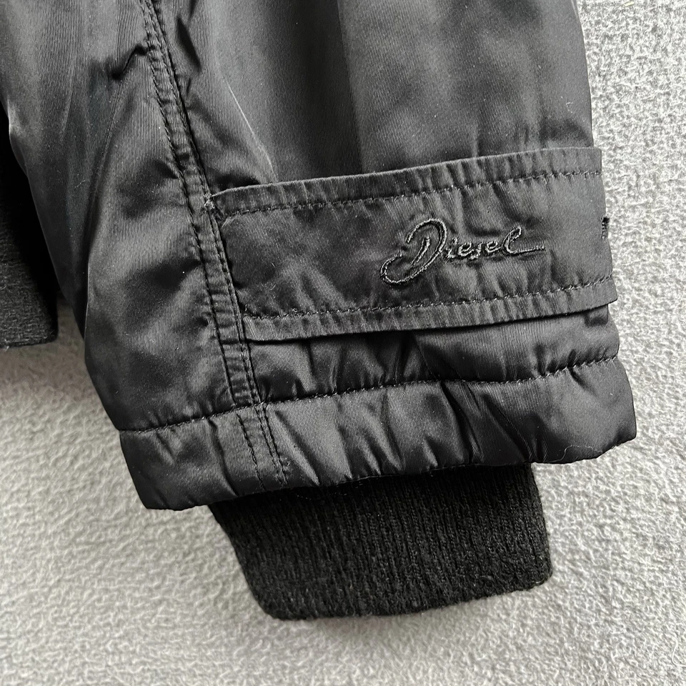 Chaqueta Diesel Para Mujer Mediana Negra Mezcla de Lana Con Capucha Cremallera Completa Abrigo Bombardero Y2K Foto 4 de 4