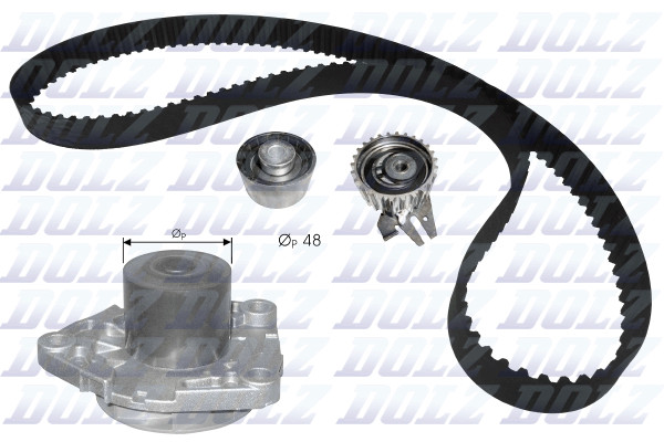 KD102 DOLZ water pump + timing belt kit for Alfa Romeo, Fiat, Jeep, Lancia, Opel