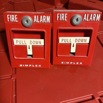 SIMPLEX 4251-20 NON-CODED RED MANUAL PULL DOWN STATION FIRE ALARM NO KEYS 425120
