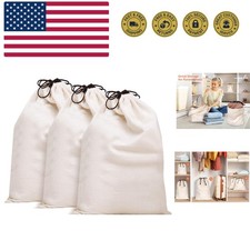 Cotton Breathable Dust-proof Drawstring Storage Pouch Bag Pack 3 L